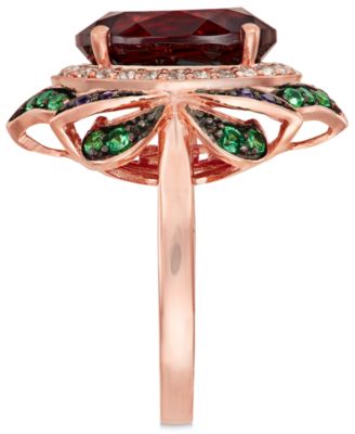 Crazy Collection&reg; Garnet (7-5/8 ct. t.w.) and Multi-Stone Round Flower Ring in 14k Rose Gold (Also Available in London Blue Topaz)