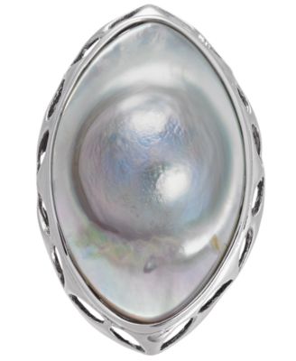 Mab&eacute; Blister Pearl (18 x 28mm) Statement Ring in Sterling Silver