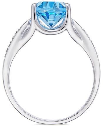 Macy's - Blue Topaz (3 ct. t.w.) and Diamond Accent Ring in 14k White Gold