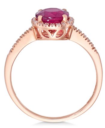 Macy's - Garnet (1-3/8 ct. t.w.) and Diamond (1/8 ct. t.w.) Ring in 14k Rose Gold
