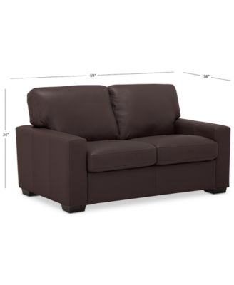 Ennia 59" Leather Loveseat, Created for Macy's