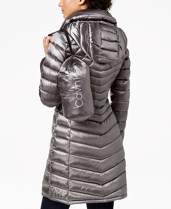 macy's calvin klein hooded puffer coat