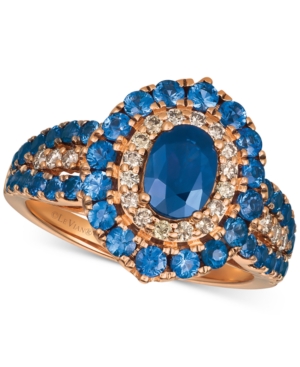 image of Le Vian Strawberry & Nude Blueberry Sapphire (2-1/5 ct. t.w.) & Diamond (1/4 ct. t.w.) Ring in 14k Rose Gold
