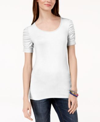 ruched sleeve t shirt