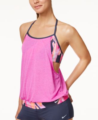 Nike - Rule Beam Printed Racerback Tankini Top