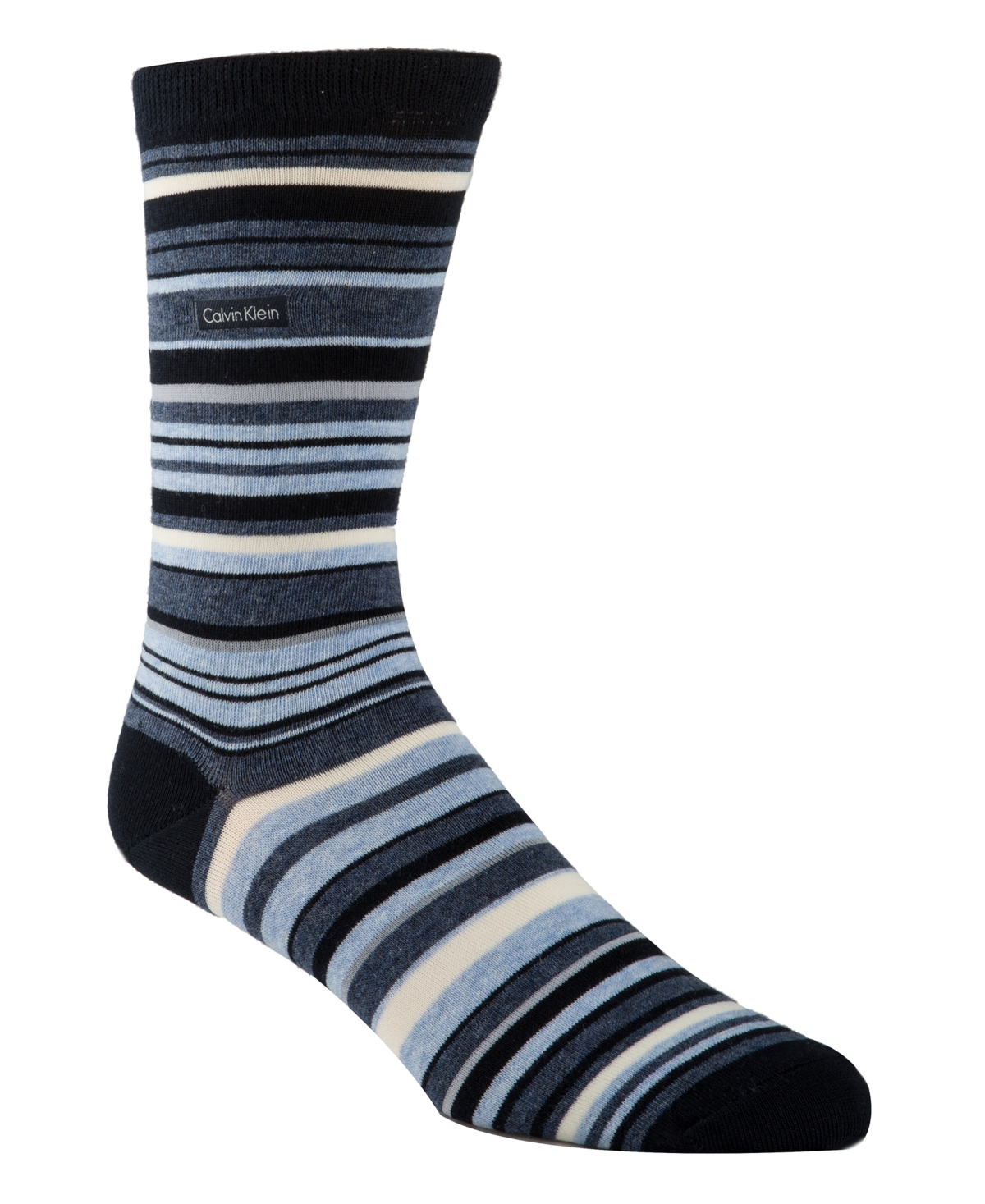 Calvin Klein Men's Striped Crew Socks In Navy,pale Denim Heather