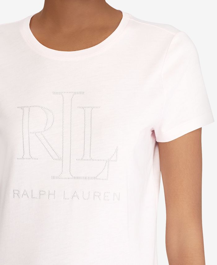 Lauren Ralph Lauren Studded Logo T-Shirt - Macy's