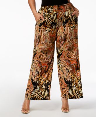 NY Collection - Plus Size Printed Wide-Leg Pants