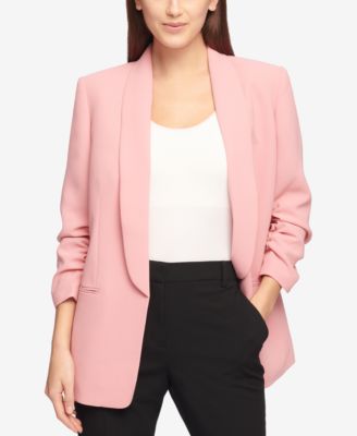 dkny ruched sleeve blazer