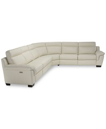 Furniture - Julius 150" II 6-Pc. Leather Sectional Sofa With 2 Power Recliners, Power Headrests & USB Power Outlet, Created for Macy's