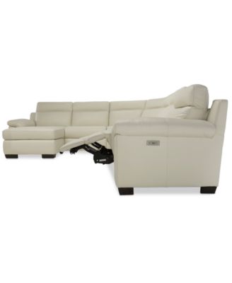 CLOSEOUT! Julius II 6-Pc. Leather Chaise Sectional Sofa With 1 Power Recliner, Power Headrest & USB Power Outlet