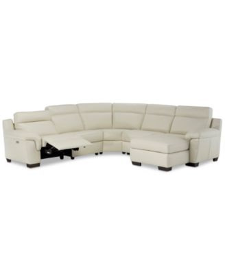 Furniture - Julius II 5-Pc. Leather Sectional Sofa With 1 Power Recliner, Power Headrest, Chaise & USB Power Outlet