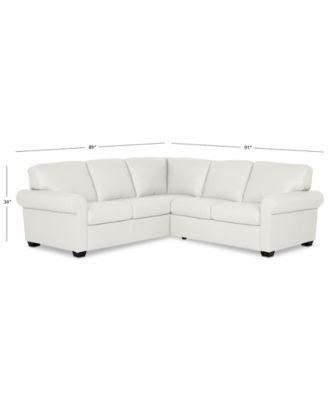 Orid 2-Pc. "L"-Shaped Leather Roll Arm Sectional , Created for Macy's