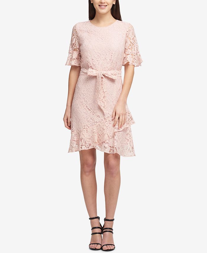 DKNY Lace Ruffled Hem Dress Created for Macy s Macy s