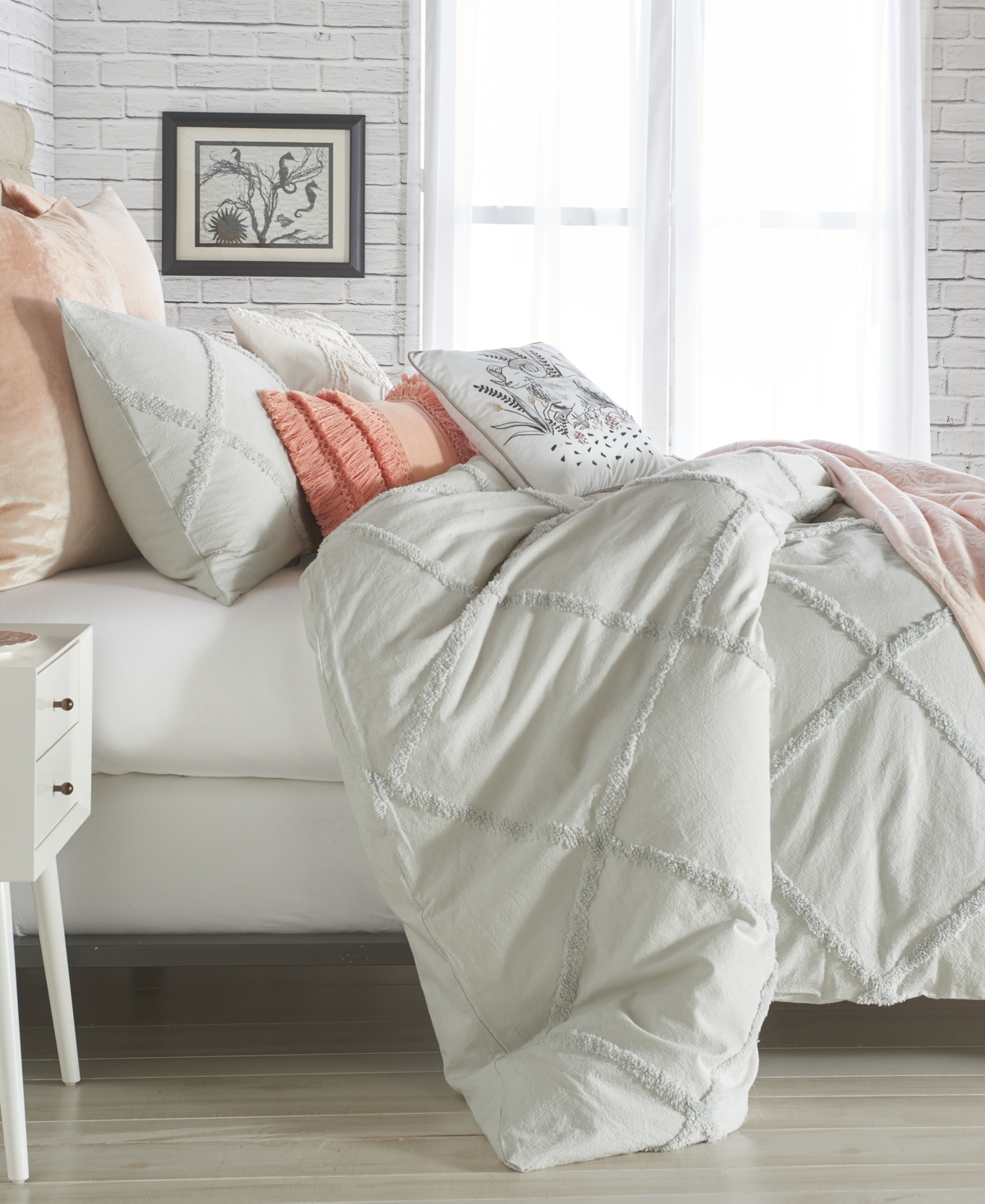 Peri Home Chenille Lattice 3-pc. Full/queen Comforter Set In Grey