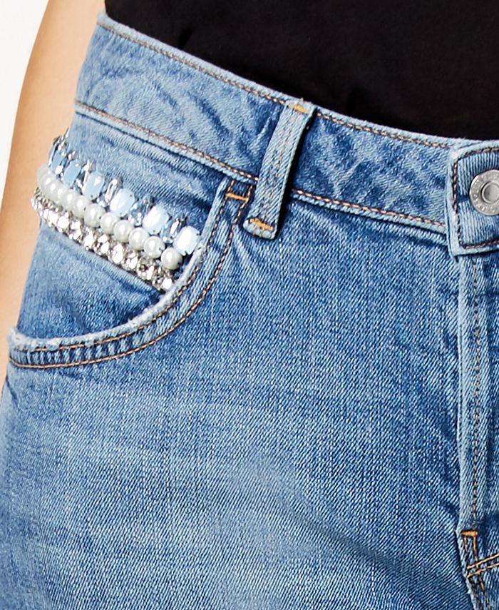 GUESS Embellished Relaxed-Fit Skinny Jeans - Macy's