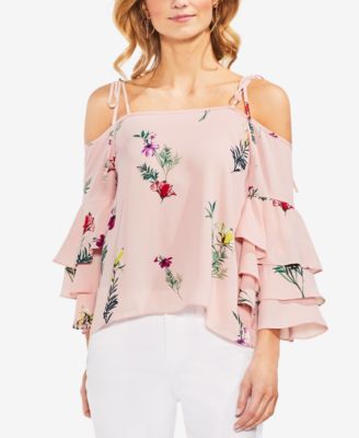 Vince Camuto Women's Cold Shoulder Crepe Top Yellow Size Small main image 0