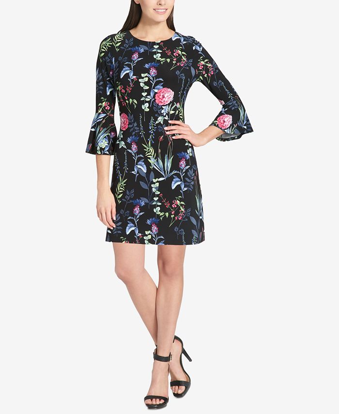 Tommy hilfiger printed online bell sleeve dress
