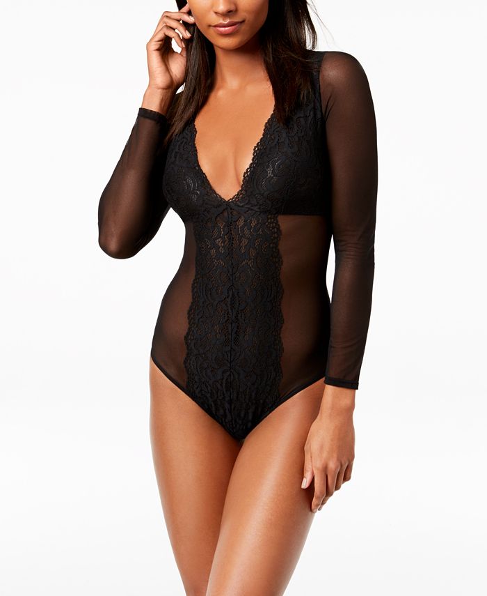 INC International Concepts Sheer Lace Underwire Thong Bodysuit, Created for  Macy's - Macy's