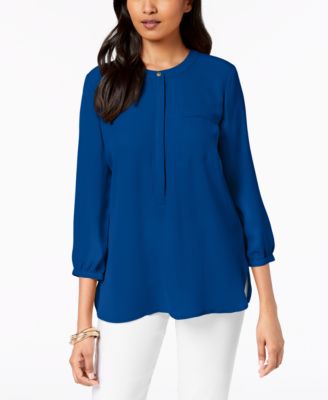 JM Collection - Petite Pleated-Back Blouse