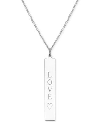 Sarah Chloe Engraved Love Bar Pendant Necklace in 14k Gold over Silver ...