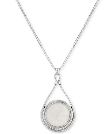 Lucky Brand - Silver-Tone Round Stone Reversible 32" Pendant Necklace