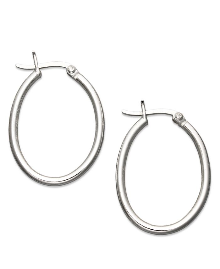 Giani Bernini - Sterling Silver Earrings, Plain Oval Hoop Earrings