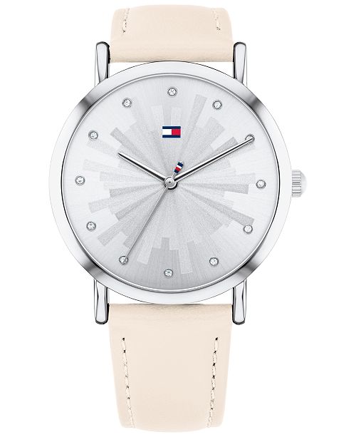 Tommy Hilfiger Women's Blush Leather Strap Watch 36mm Created for Macy