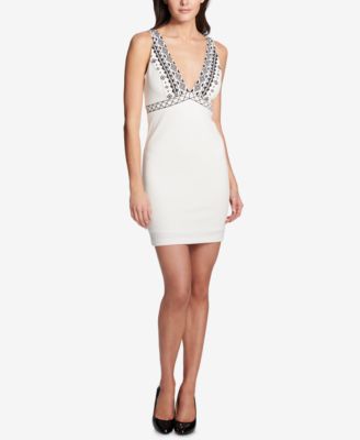guess embroidered bodycon dress