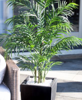 4.5' Areca Palm UV-Resistant Indoor/Outdoor Artificial Tree in Black-Washed Planter 