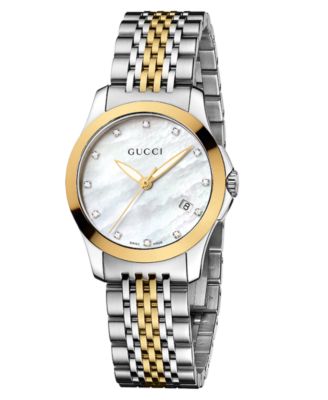 Gucci Women's Swiss G-Timeless Two Tone Diamond Accent Stainless