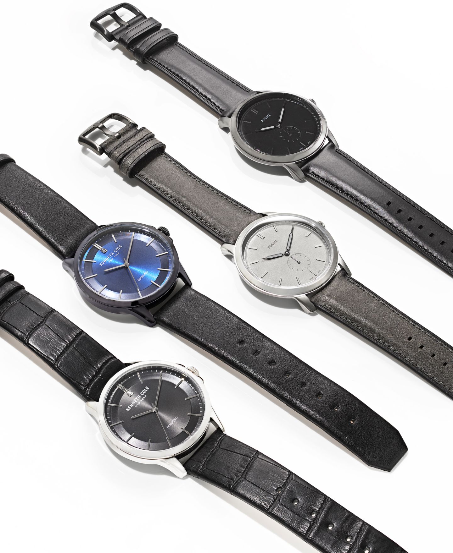 Мужские часы Fossil Minimalist Black Leather Strap Watch 44mm — фото 3
