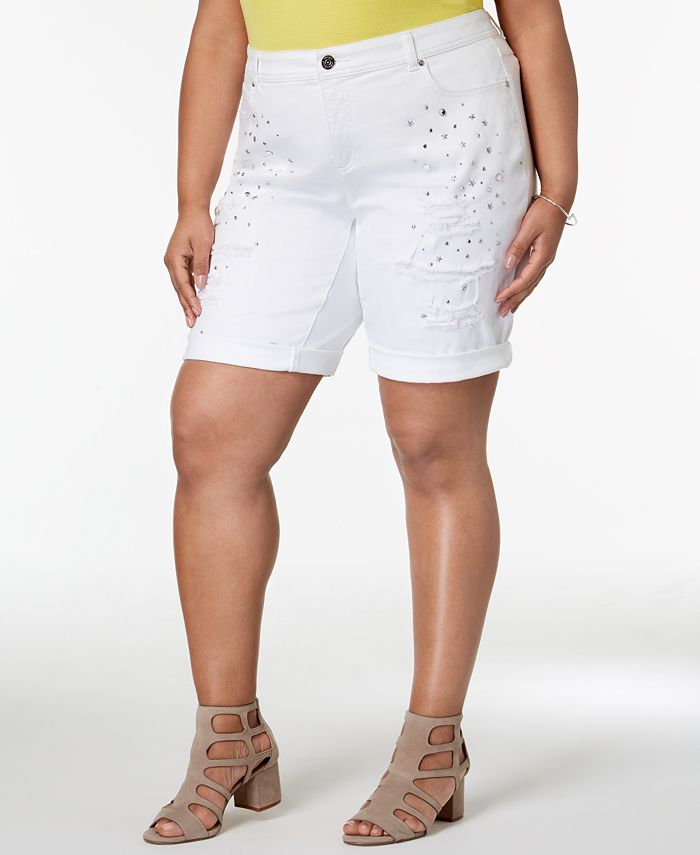 INC International Concepts I.N.C. Plus Size Star-Studded Bermuda Shorts, Created for Macy's 