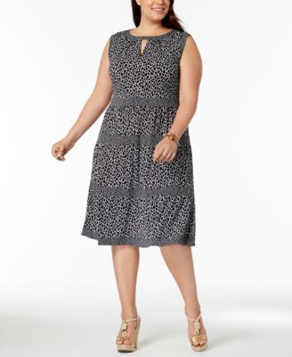Michael Kors - Plus Size Leopard-Print Tiered Dress