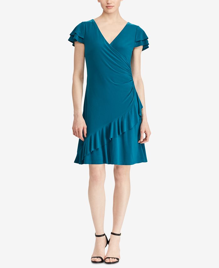 Lauren ralph lauren floral ruched jersey dress hot sale