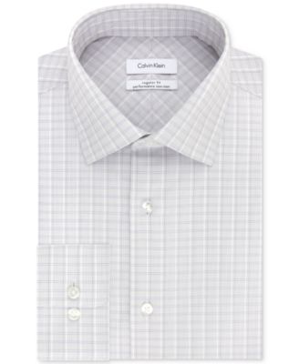 Calvin Klein Men's Steel Classic/Regular Fit Non-Iron Performance Stretch Check Dress Shirt Red Size 17 1/2 34-35