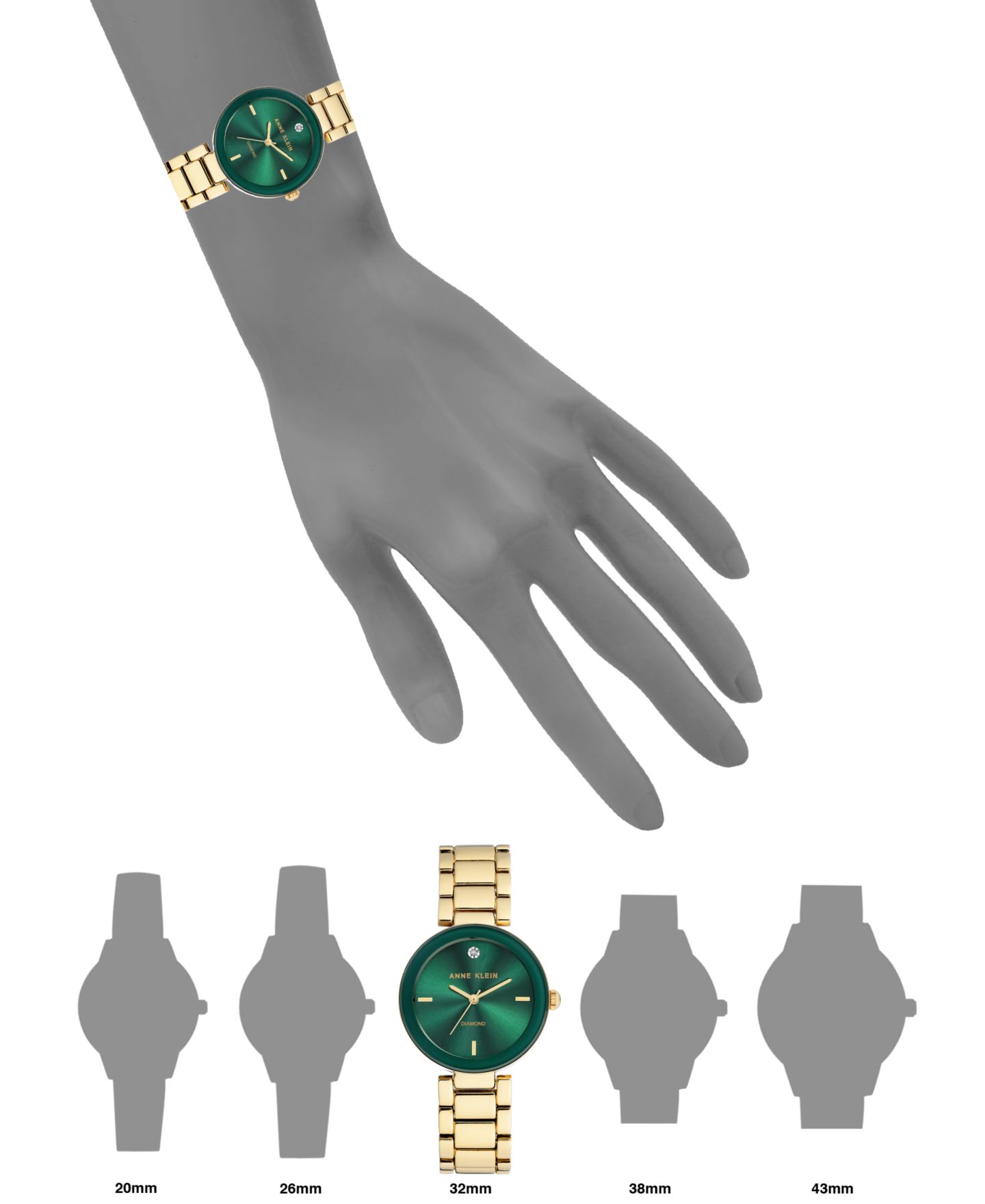 Женские часы Anne Klein Diamond-Accent Gold-Tone Bracelet Watch 32mm — фото 6