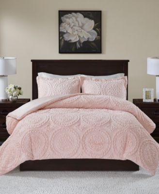Arya Embroidered Medallion Faux Fur Comforter Sets