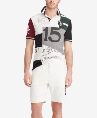 patchwork cotton mesh polo