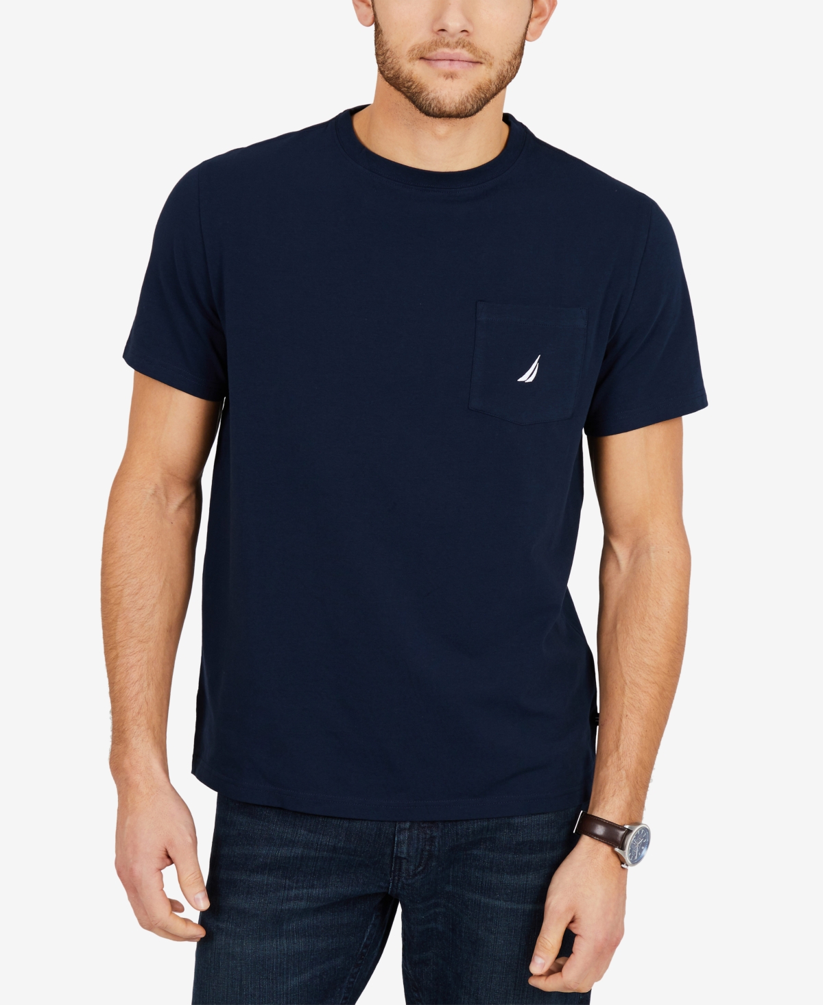 Men's Classic-Fit Solid Crew Neck Pocket T-Shirt - Nautica Red