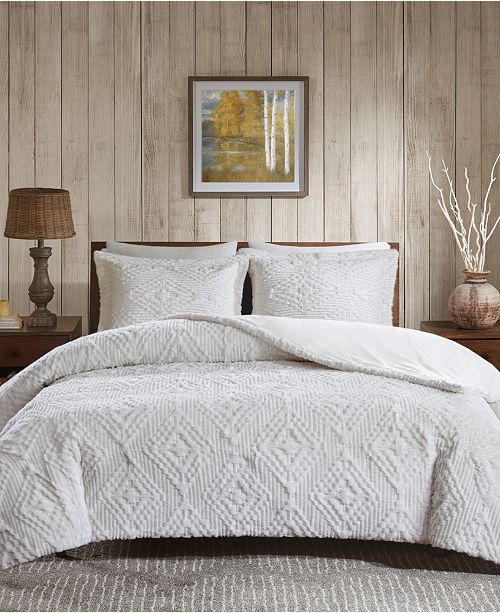 Woolrich Teton 3 Pc Reversible Faux Fur Full Queen Coverlet Set