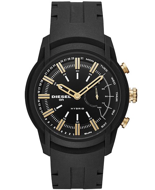 Diesel On Men S Armbar Black Silicone Strap Hybrid Smart Watch 44mm Reviews Watches Jewelry Watches Macy S