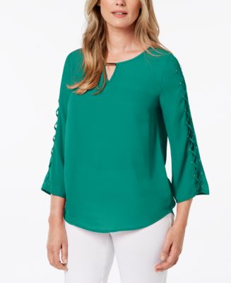 JM Collection Hardware-Embellished Lace-Up Top, Created for Macy's - Macy's