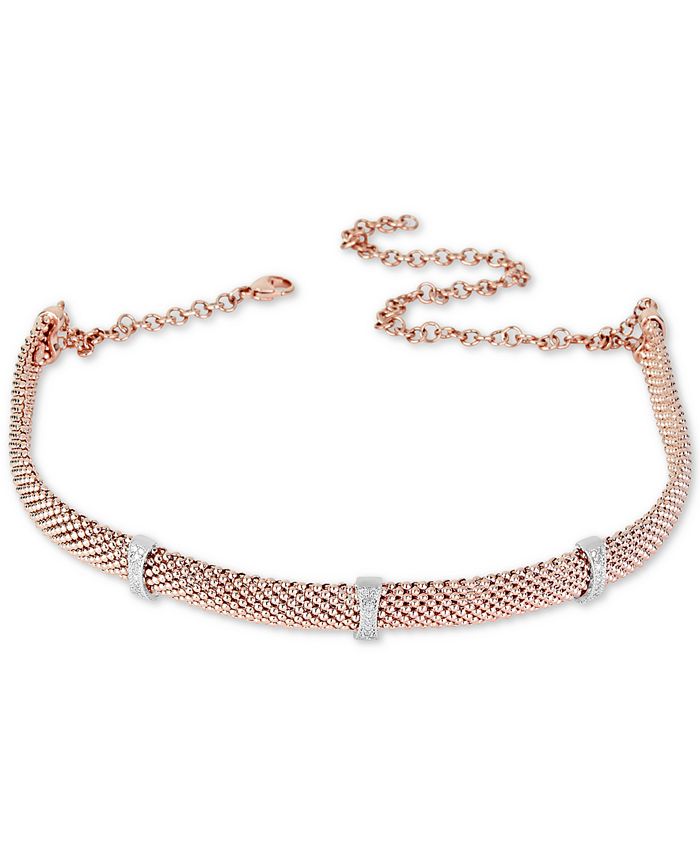 Macy s Diamond Station Mesh Choker Necklace 1 4 ct. t.w. in
