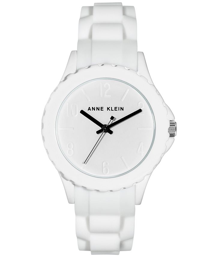 Anne Klein Women's White Silicone Strap Watch 38mm - Macy's