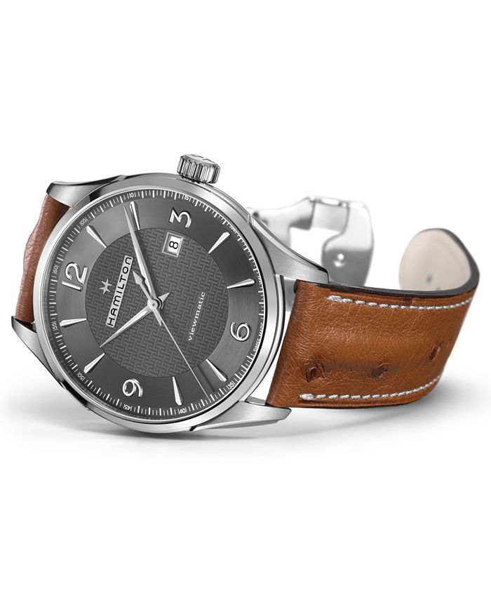 Hamilton Men's Swiss Automatic Jazzmaster Viewmatic Light Brown Ostrich Leather Strap Watch 44mm
