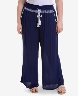 NY Collection - Plus Size Wide-Leg Drawstring Pants