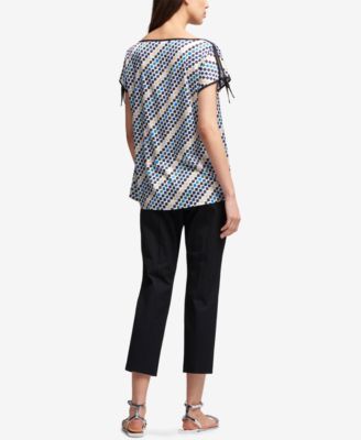 DKNY Printed Tie-Sleeve Top, Created For Macy's & Reviews - Tops ...