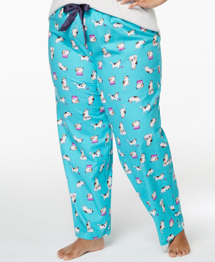 Jenni by Jennifer Moore Plus Size Printed Cotton Pajama Pants, Created