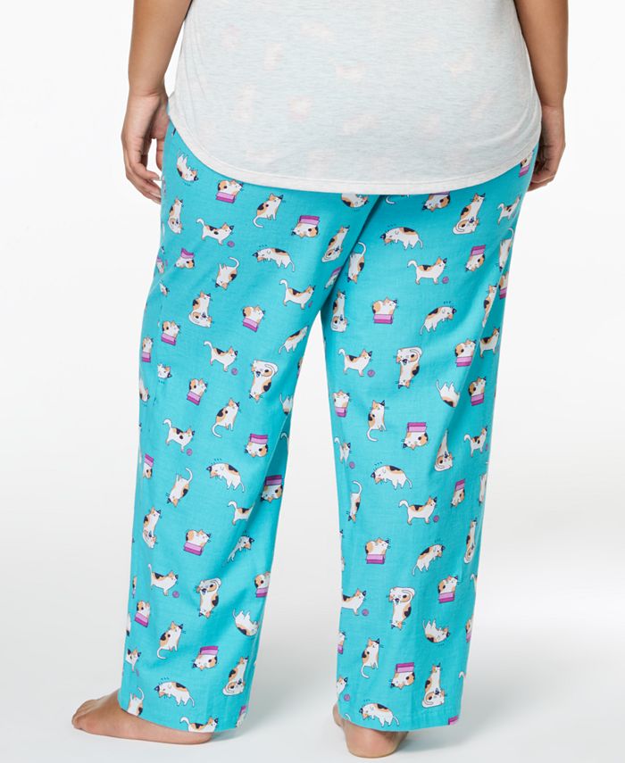Jenni by Jennifer Moore Plus Size Printed Cotton Pajama Pants, Created